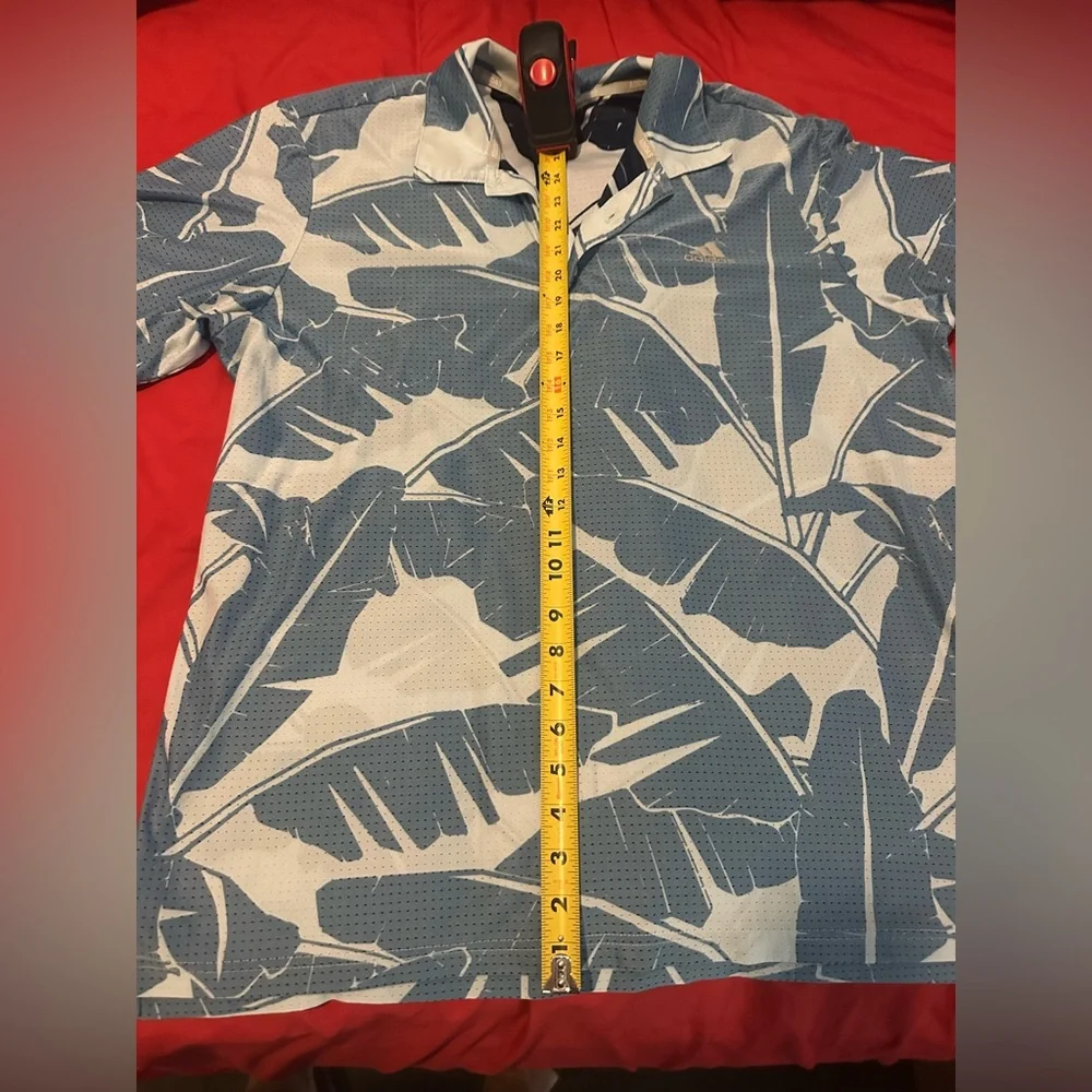 Adidas Golf Blue Leaf Print Men's Polo Shirt